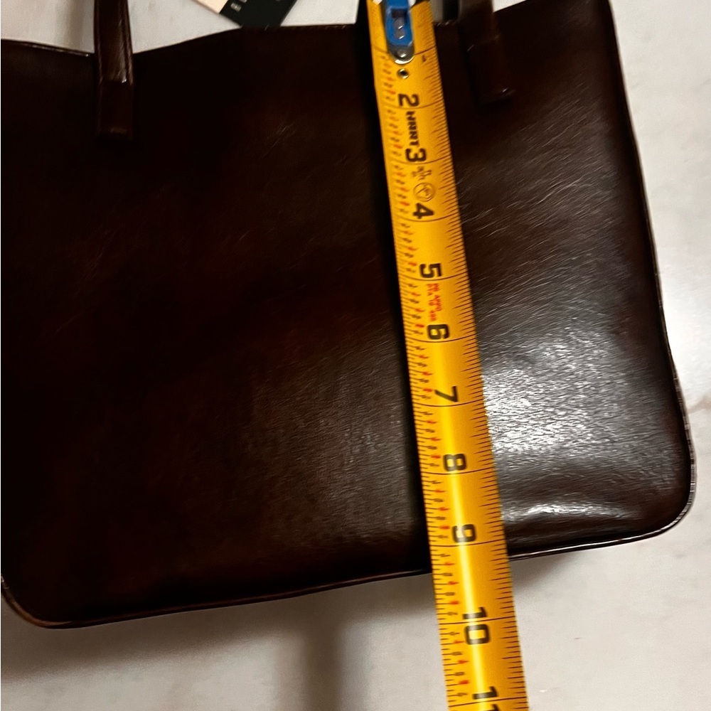 Vintage Dark Brown Faux Leather Liz Claiborne Shoulder Bag New with Tags NOS 90s - Picture 6 of 7